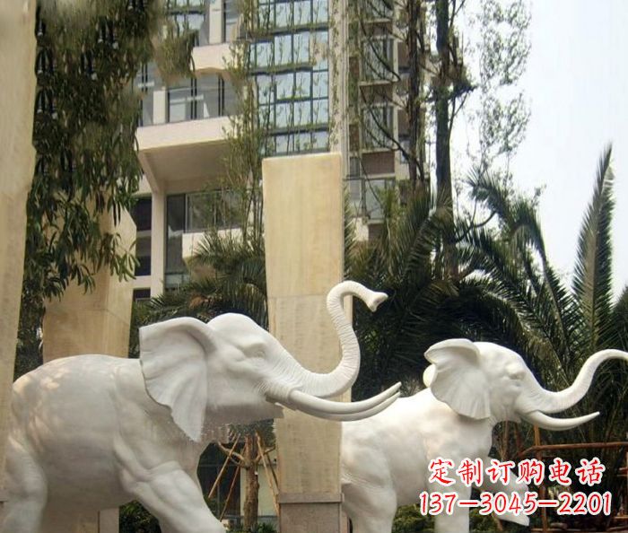 沧州小区景观汉白玉大象石雕