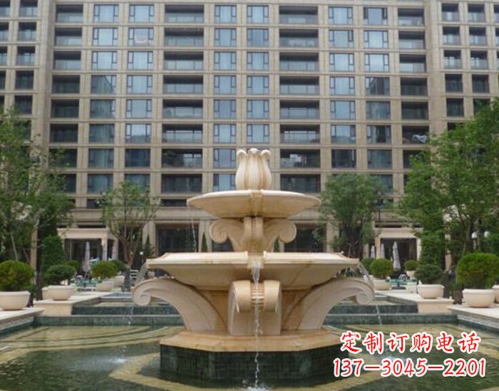 沧州小区景观晚霞红喷泉石雕 (2)