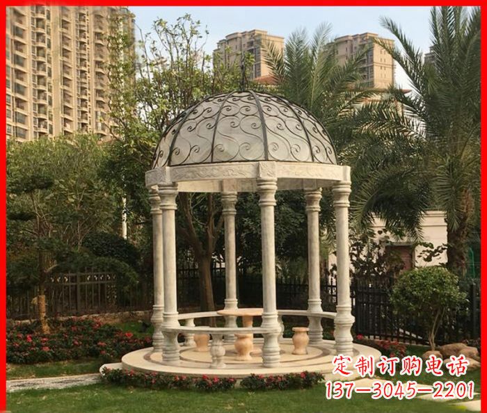 沧州小区欧式圆顶凉亭石雕 (2)