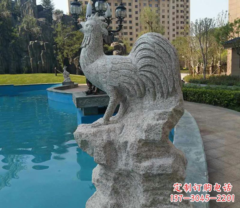 沧州小区十二生肖鸡动物石雕