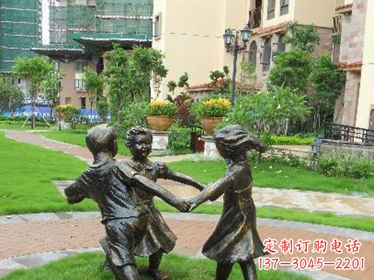 沧州小区铜雕儿童玩游戏人物雕塑
