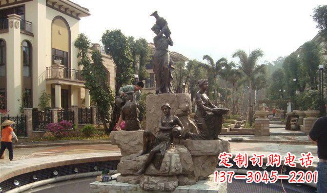 沧州小区西方美女喷泉人物铜雕