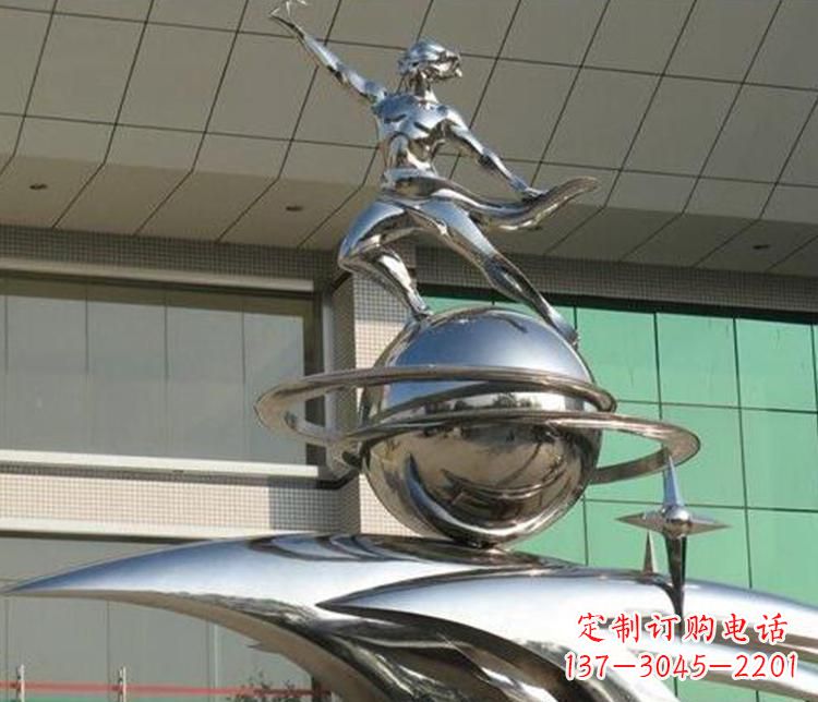 沧州校园不锈钢地球和学生景观雕塑