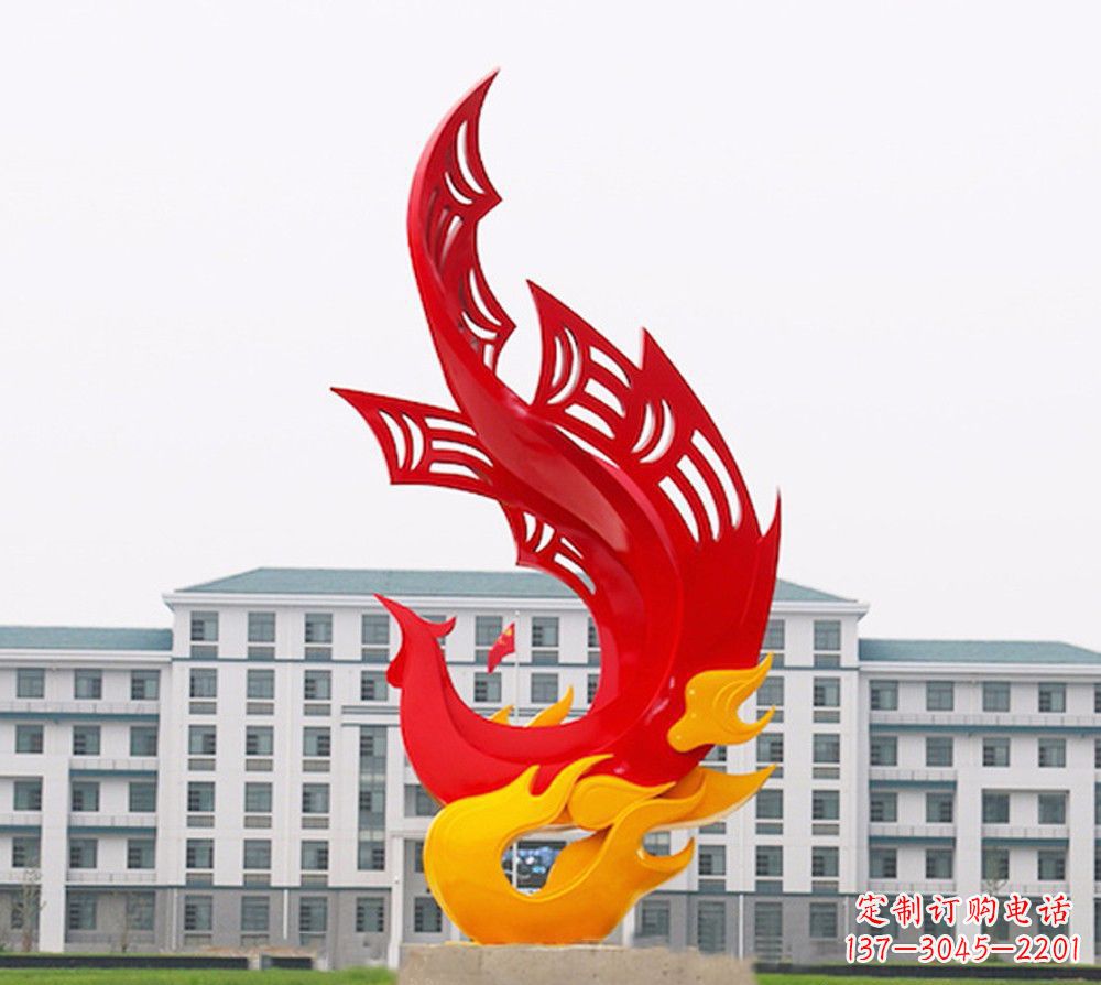 沧州校园不锈钢凤凰浴火雕塑