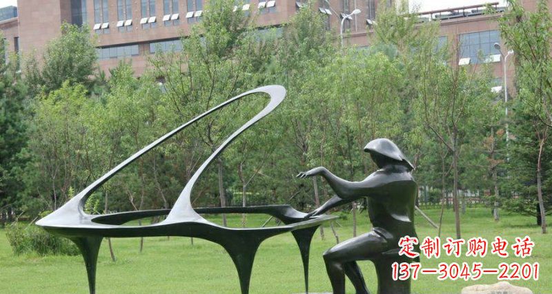 沧州校园弹钢琴景观铜雕