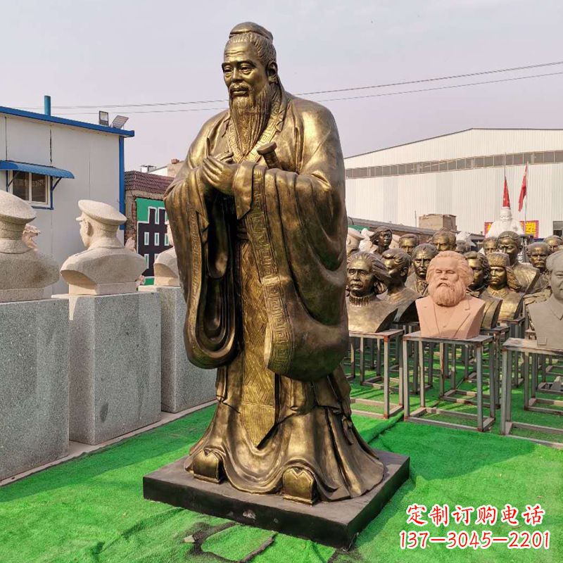 沧州校园的孔子石雕像