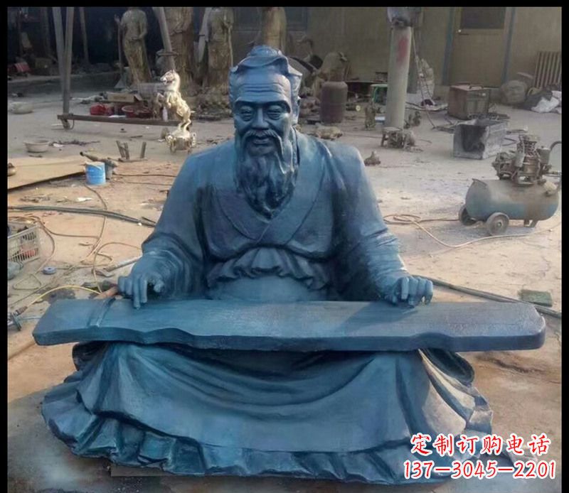 沧州校园孔子弹琴铜雕