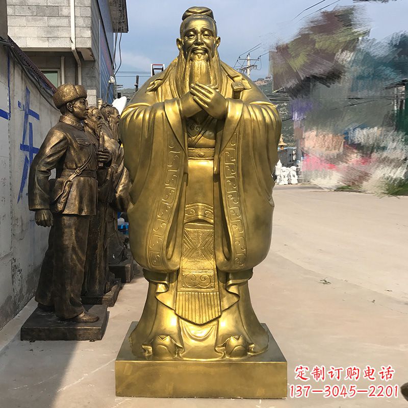 沧州校园孔子铜雕像