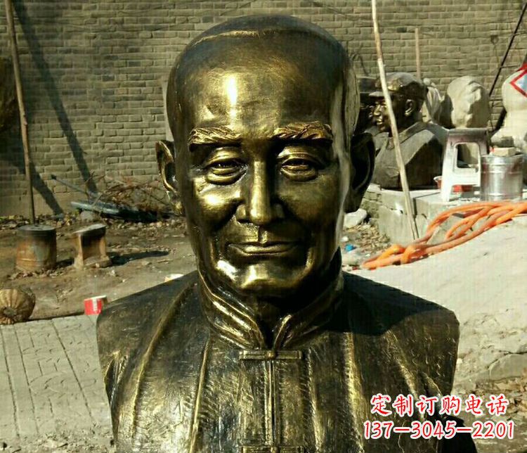 沧州校园名人叶圣陶胸像铜雕