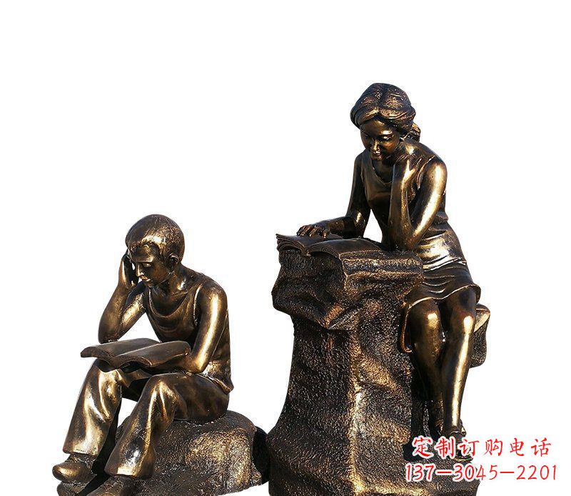 沧州校园铸铜学生看书人物雕塑