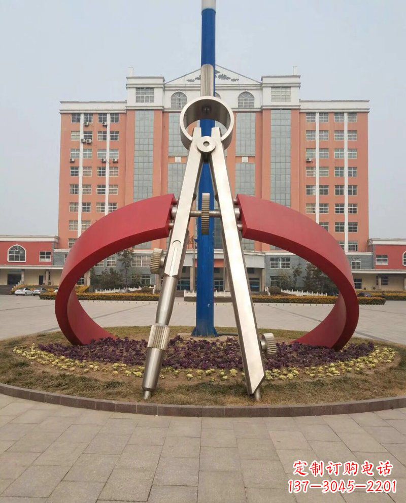 沧州学校不锈钢圆规雕塑