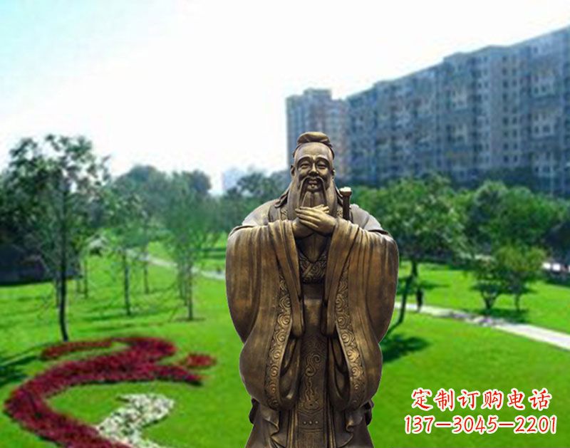 沧州学校孔子行教像铜雕