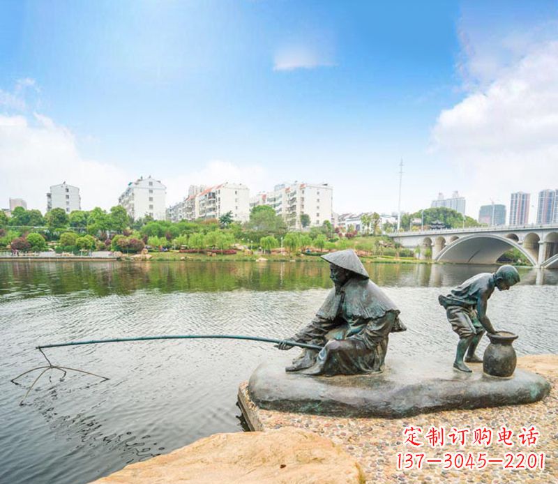 沧州渔翁钓鱼公园景观铜雕