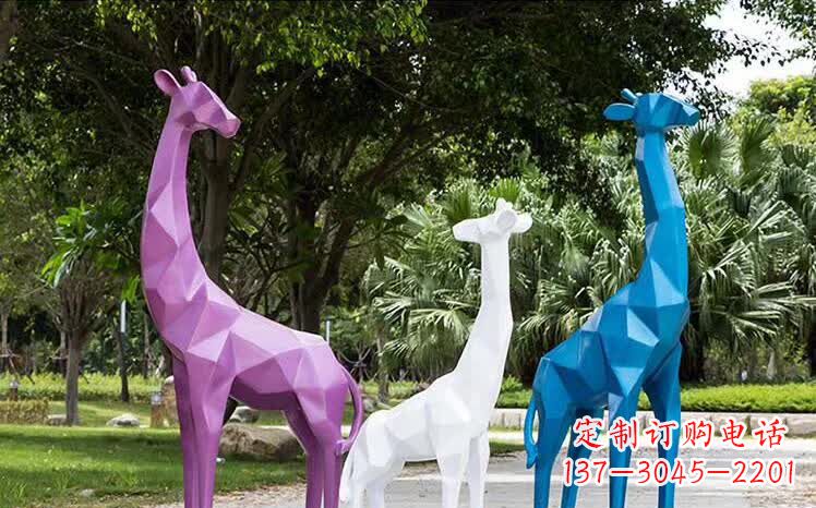 沧州园林不锈钢动物长颈鹿雕塑