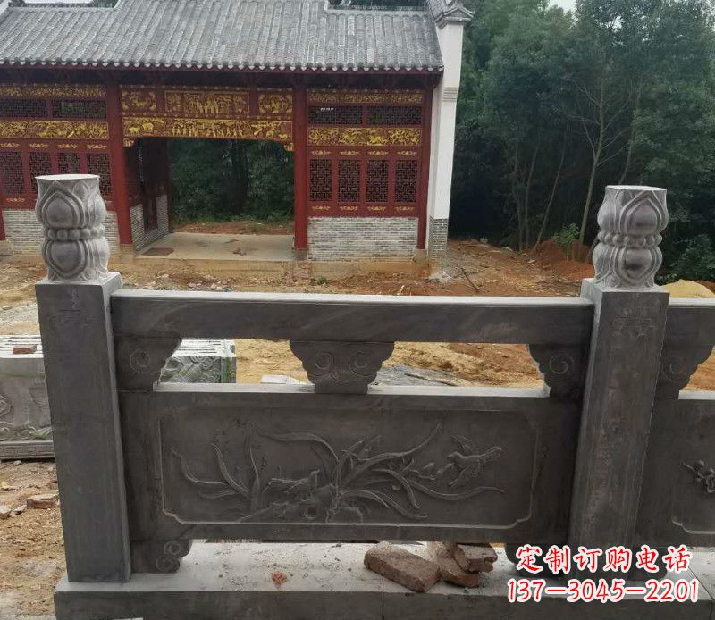 沧州园林仿古兰花石浮雕栏板景观石雕