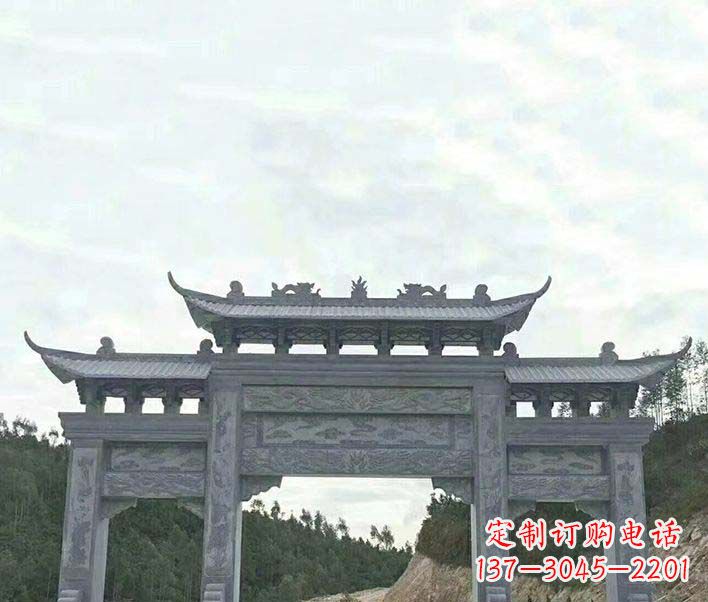 沧州园林仿古三门石牌坊景观石雕