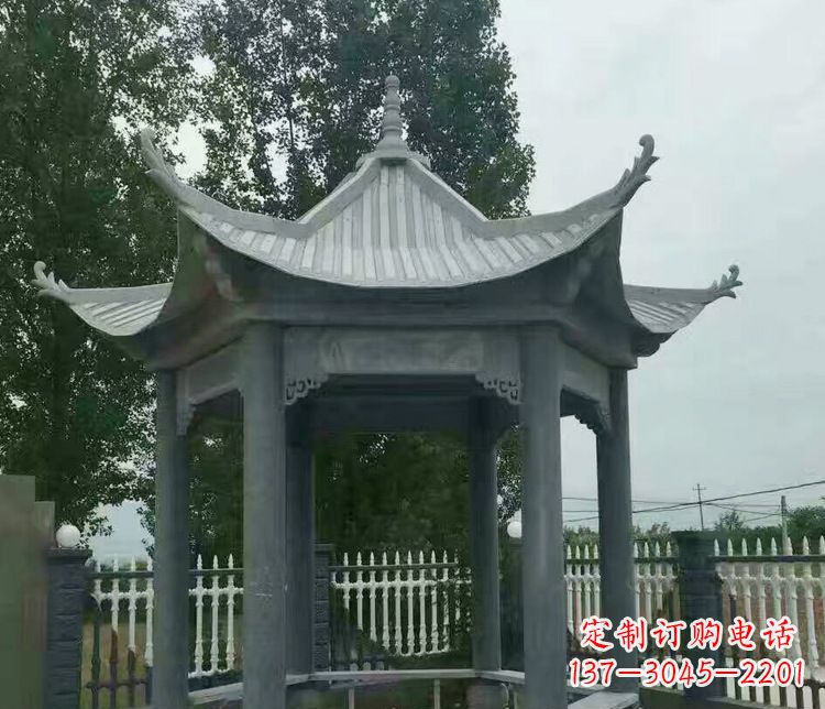 沧州园林仿古石凉亭景观石雕 (2)
