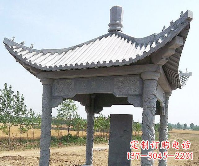 沧州园林景观单层石雕凉亭 (4)