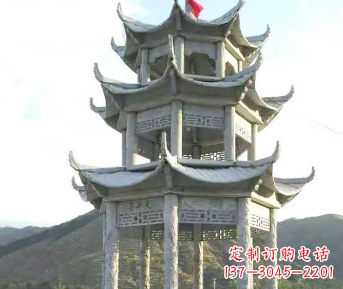 沧州园林景观多层凉亭石雕 (3)