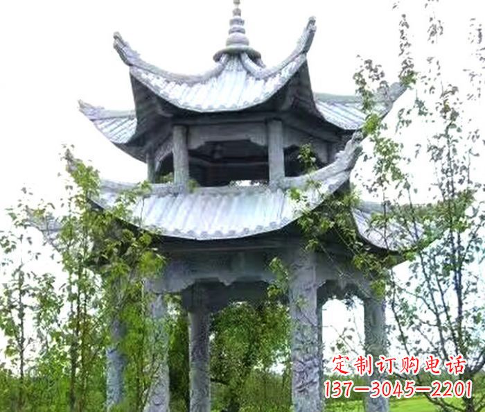 沧州园林景观仿古六角石凉亭