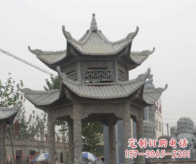 沧州园林景观仿古石雕凉亭 (2)