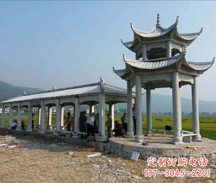 沧州园林景观仿古石雕长廊凉亭