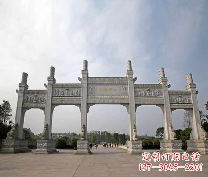 沧州园林景观五门石雕牌坊