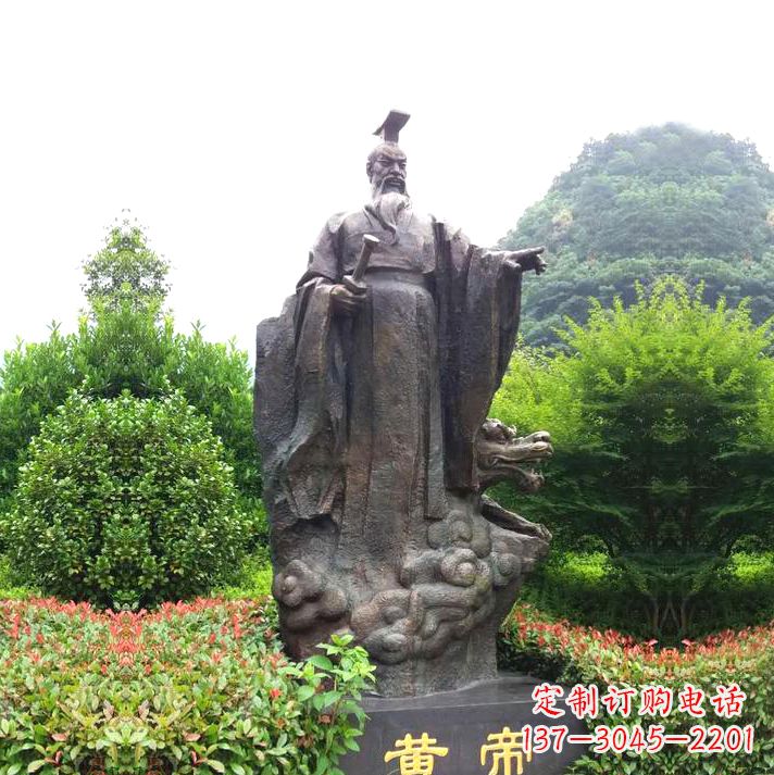 沧州园林景区纯铜黄帝铸铜雕像