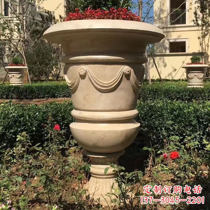 沧州园林砂岩石雕花盆