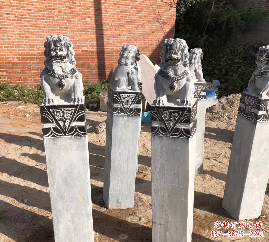 沧州园林石雕狮子拴马桩