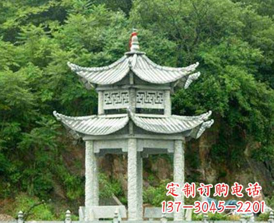沧州园林双层六角石凉亭景观石雕