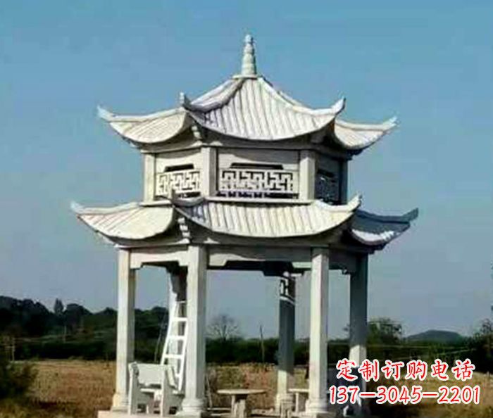 沧州园林双层石雕凉亭 (2)