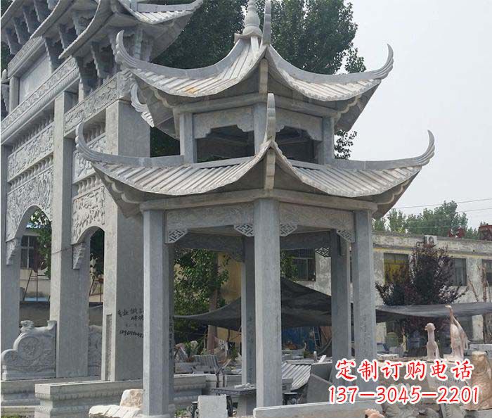 沧州园林双层石雕凉亭