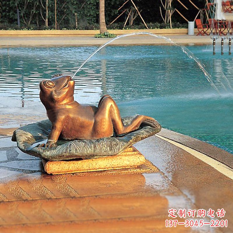 沧州园林水景池塘游泳馆喷水青蛙铜雕塑
