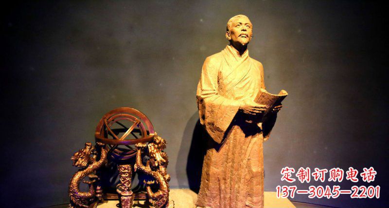 沧州张衡人物与浑天仪铜雕