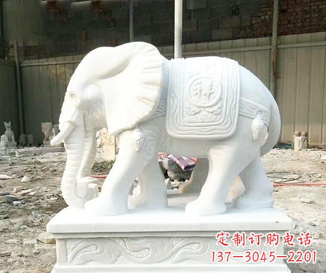 沧州招财动物汉白玉大象石雕 (3)