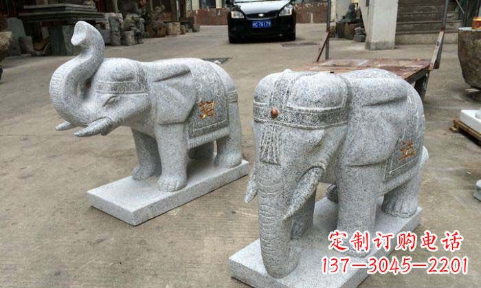 沧州招财进宝芝麻灰大象石雕 (2)