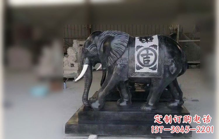 沧州中国黑石材大象雕塑