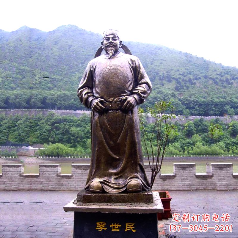 沧州中国历史名人唐初著名帝王李世民铸铜雕像