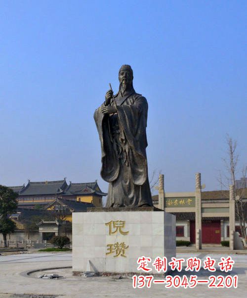 沧州中国历史名人元末明初画家诗人倪瓒铜雕塑像