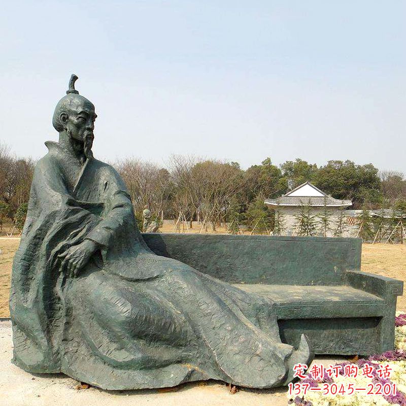 沧州中国明末清初知名画家八大山人(朱耷)雕塑塑像-公园历史名人铜雕像