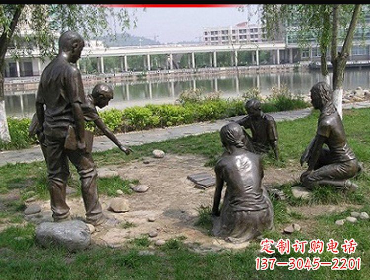 沧州铸铜老师和学生雕塑