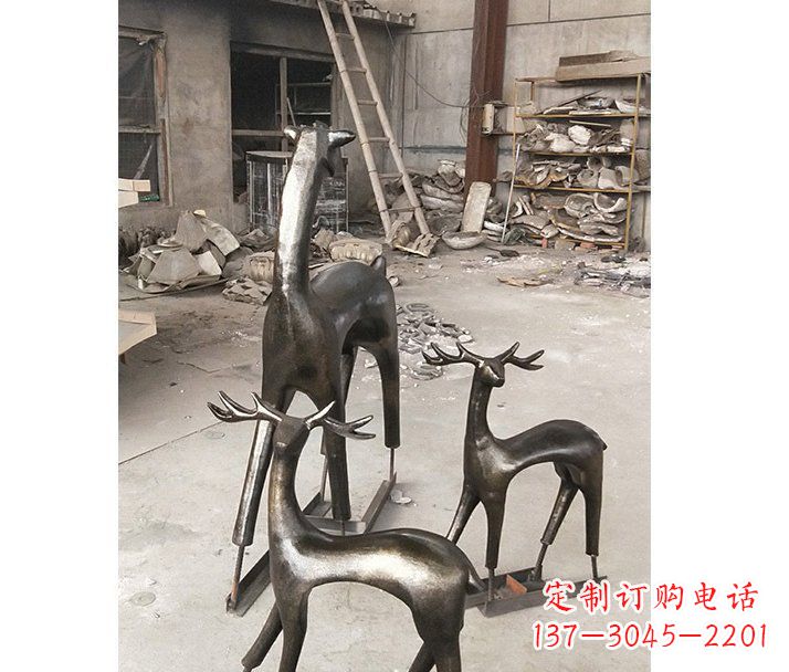 沧州铸铜梅花鹿动物铜雕摆件