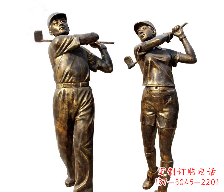 沧州公园打高尔夫人物铜雕