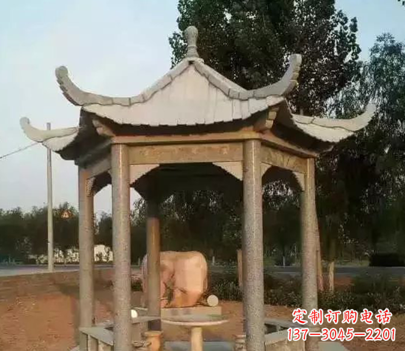 沧州公园景观大理石六角石雕凉亭