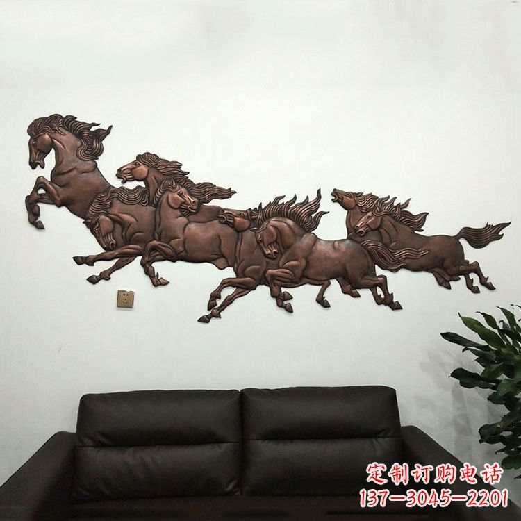 沧州紫铜马儿浮雕装饰画