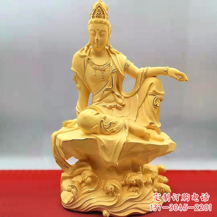 沧州自在观音纯铜镀金雕塑