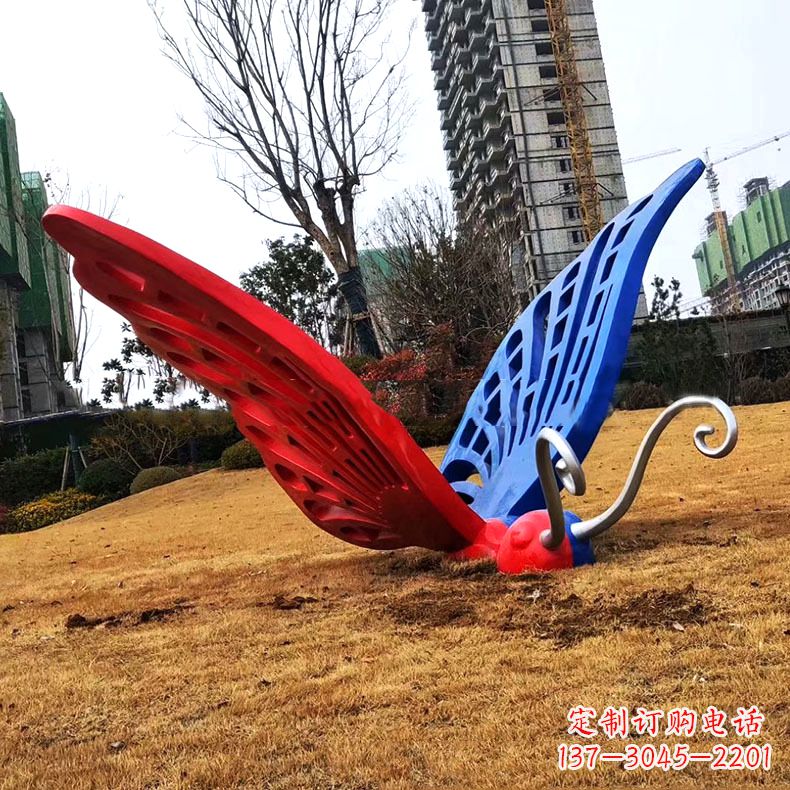 沧州蝴蝶雕塑-不锈钢彩绘门口蝴蝶雕塑