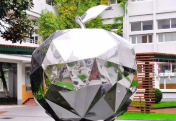 沧州水果雕塑-别墅园林几何镜面户外不锈钢水果雕塑